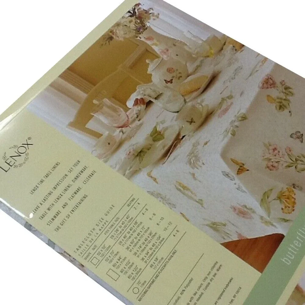 brand new Lenox Butterfly Meadow 70 inch Round Cotton Blend Spring Tablecloth